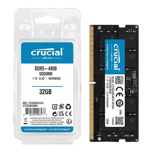 Memoria RAM Crucial 32GB DDR5 4800MHz SO-DIMM Para Laptop Portátil