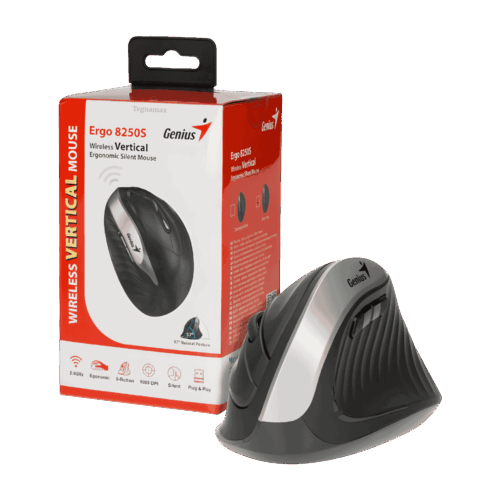 Mouse Genius Ergonómico Ergo 8250 Vertical Silencioso (RF 2.4GHz)