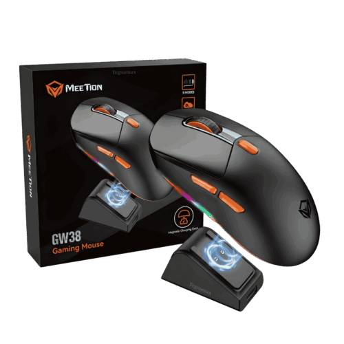 Mouse Meetion Trimodo GW38 con Base de Carga RGB (Wireless - Bluetooth - USB)