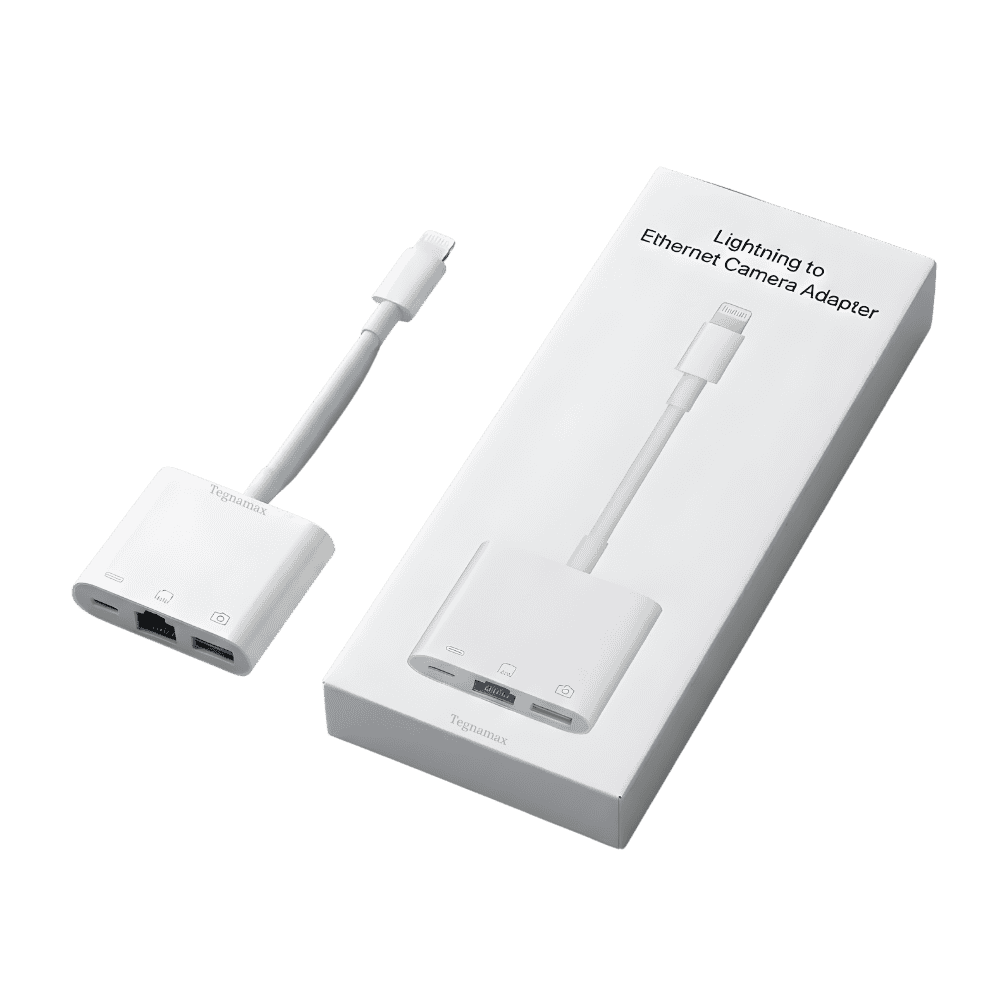 Adaptador de iphone a ethernet rj45 con puerto usb y carga