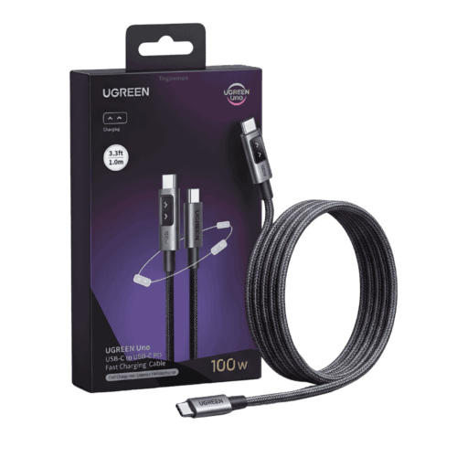 Cable De Datos Ugreen Tipo C 100W L509 1 Metro Con Pantalla LED Negro