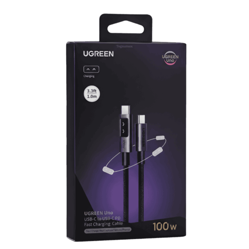 Cable De Datos Ugreen Tipo C 100W L509 3 Metros Con Pantalla LED Negro