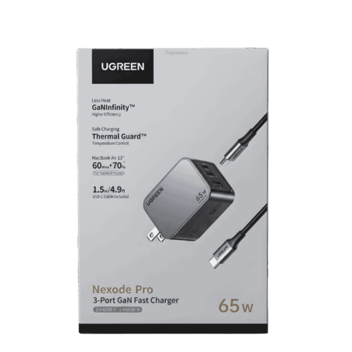 Cargador De Pared Ugreen Nexode Pro 65W X755 3 Puertos Con Cable
