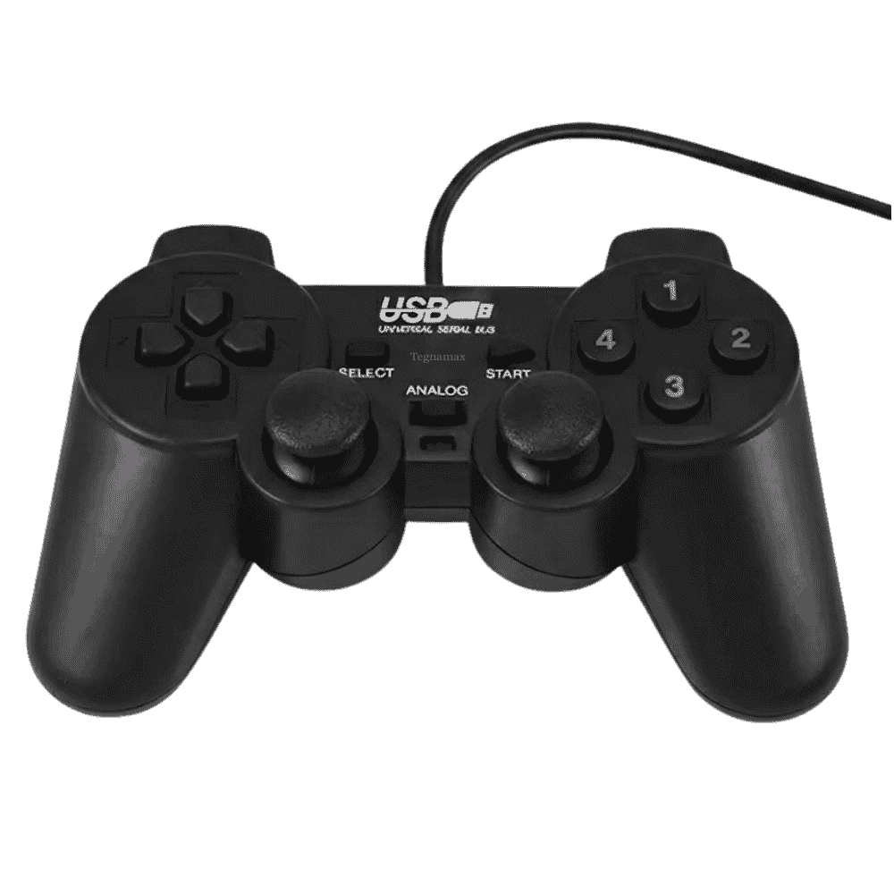 Control pc usb gamer ergonómico color negro con cable conectado