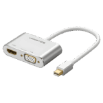 Adaptador convertidor ugreen md115 mini displayport a hdmi y vga color blanco