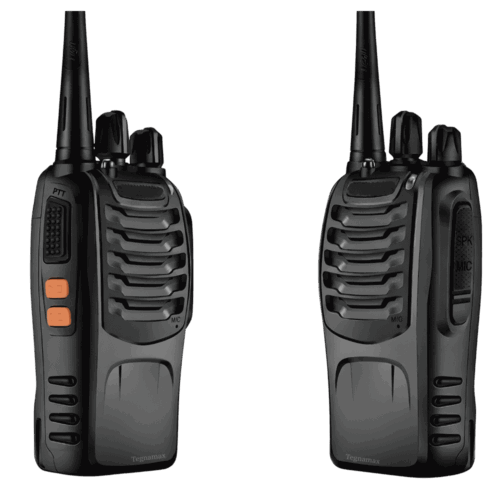 Kit de 2 radios walkie talkie recargable color negro con bases de carga