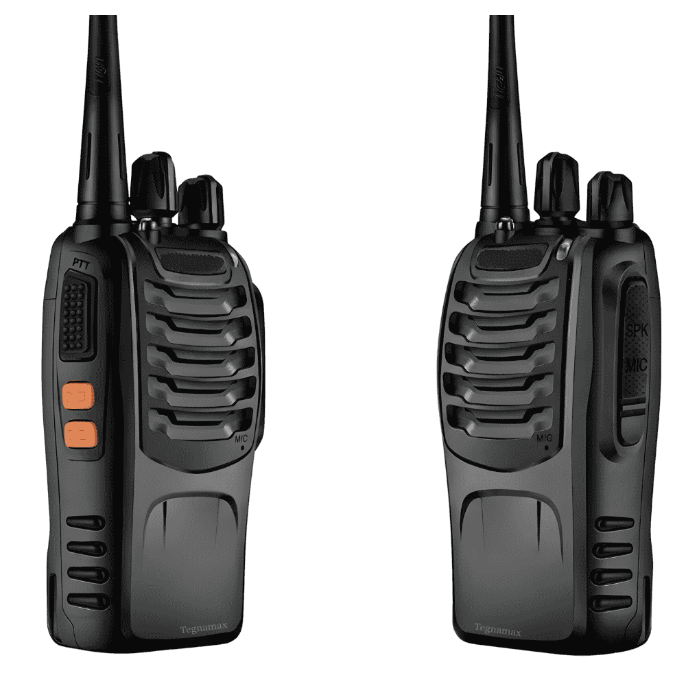 Kit de 2 radios walkie talkie recargable color negro con bases de carga
