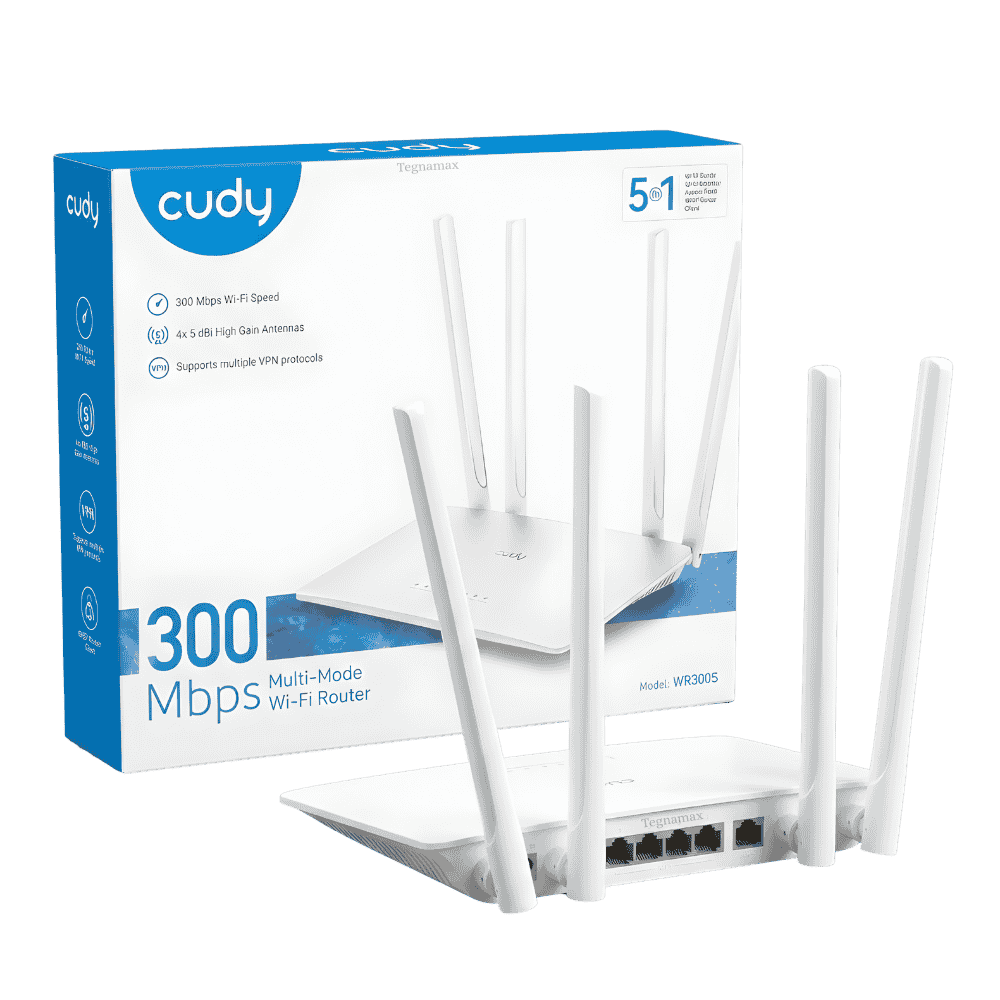 Router cudy wr300s n300 con 4 antenas de alta ganancia color blanco