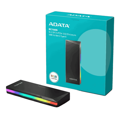 Carcasa Enclosure Externo Adata EC700G M.2 PCIe NVMe Y SATA SSD RGB