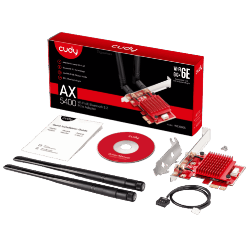 Tarjeta De Red PCI Express Cudy WE3000S AX5400 Wi-Fi 6E Tri-Banda