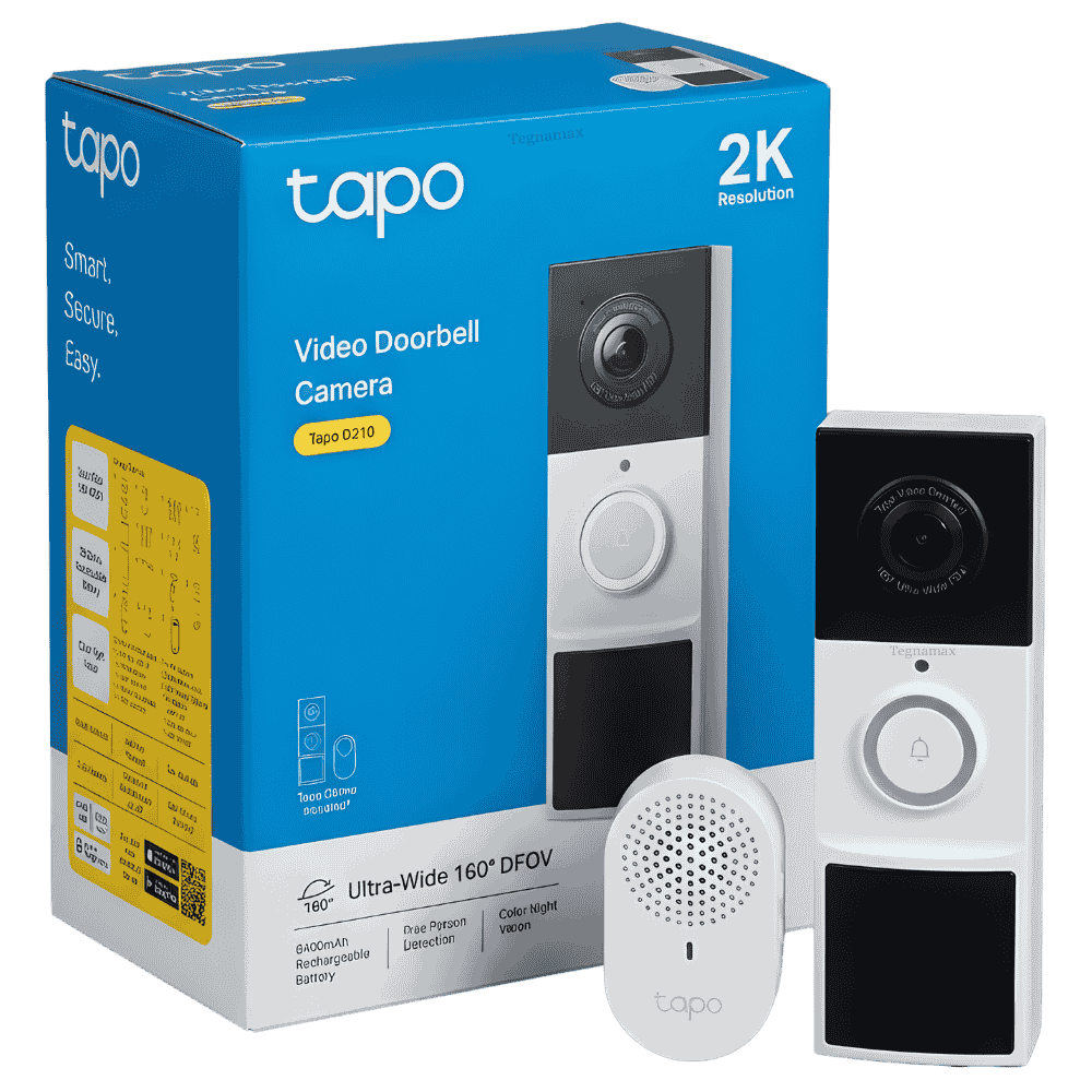 Video portero tplink tapo d210 2k inalambrico instalado en puerta