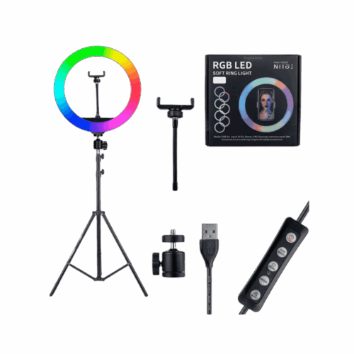 Aro De Luz RGB 14 Pulgadas Multicolor Con Trípode Ajustable Alto