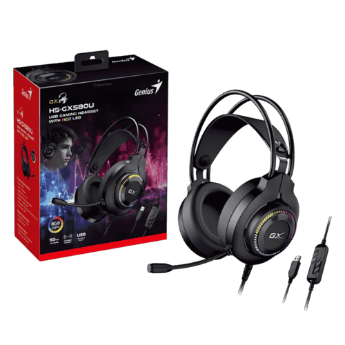 Auriculares Audífonos Gamer Genius HS-GX570U USB Negro Con Iluminación RGB LED