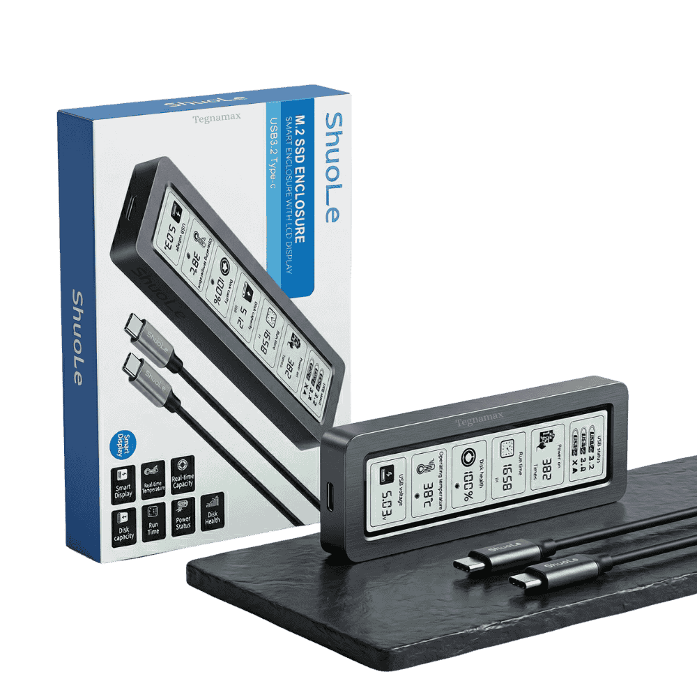 Carcasa de aluminio premium para disco m2 nvme con pantalla digital led encendida