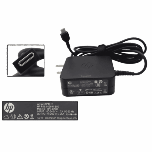 Cargador Adaptador De Pared Para Laptop HP Tipo C 65W 20V 3.25A