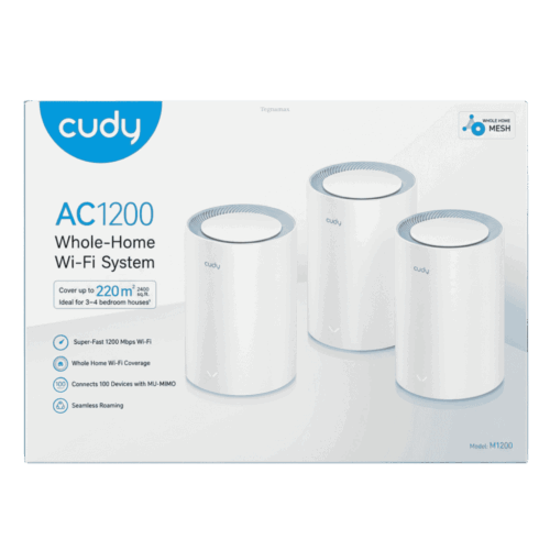 Sistema Wi-Fi Mesh Cudy AC1200 M1200 3 Pack Doble Banda Cobertura 220m2