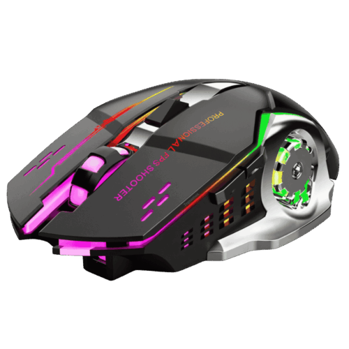 Mouse Ratón Gamer Inalámbrico Recargable RGB Diseño FPS Shooter