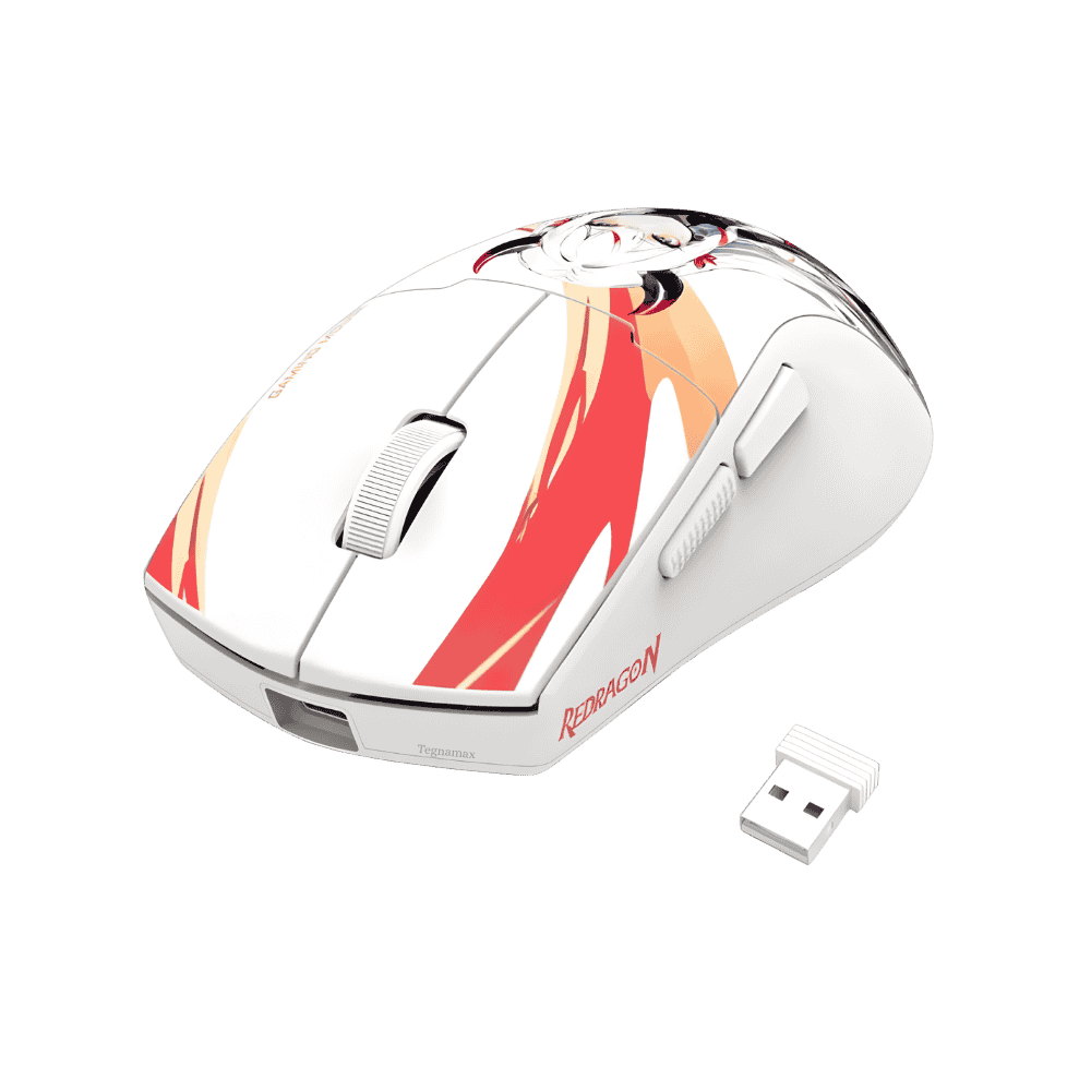 Mouse gamer inalambrico redragon king max de color blanco con diseño ultraligero