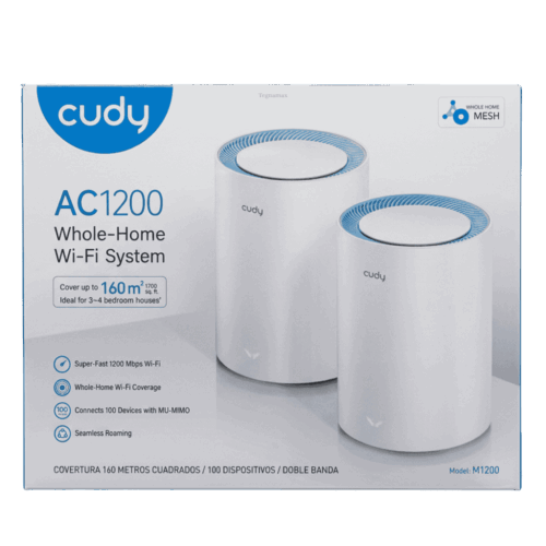 Sistema Wi-Fi Mesh Cudy AC1200 M1200 2 Pack Doble Banda Cobertura 160m2