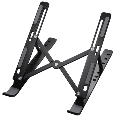 Soporte Base Reclinable Para Laptop Metálico Plegable Negro Y Plomo