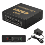 Splitter divisor hdmi de dos puertos metalico color negro para duplicar pantallas