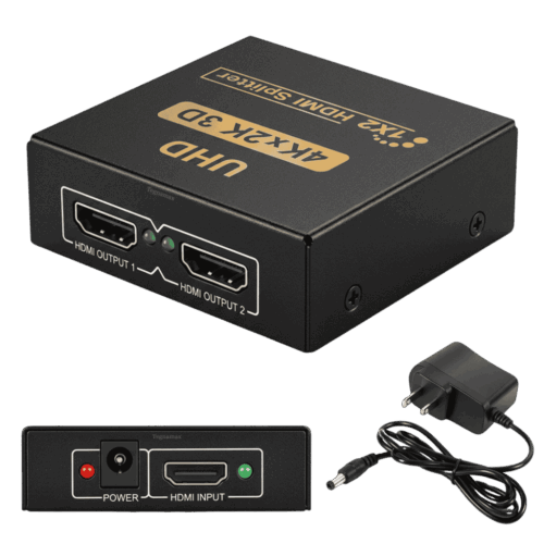 Splitter Divisor HDMI 1x2 Dos Puertos Video Alta Resolución Metálico