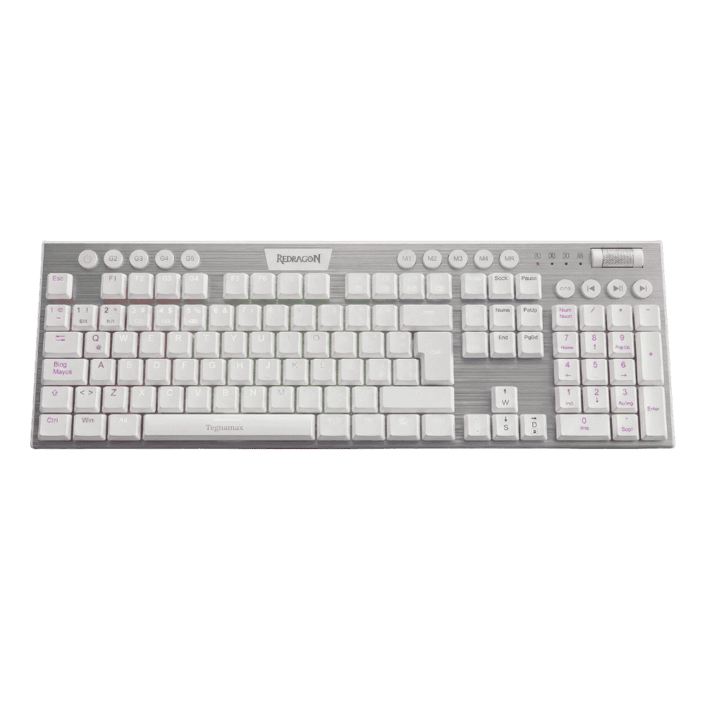 Teclado mecanico inalambrico redragon horus de color blanco y tamano completo