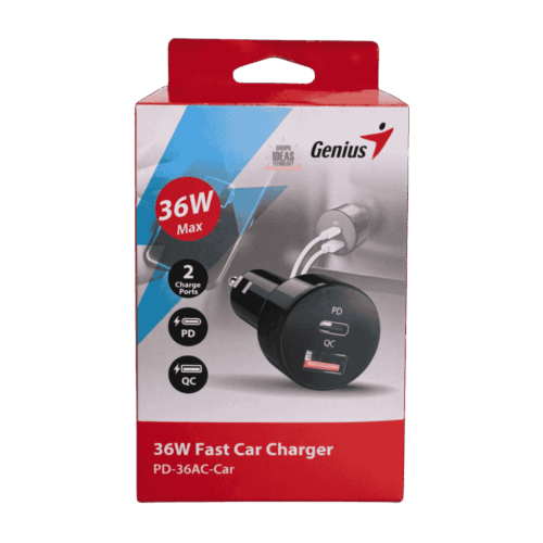 Cargador Vehicular Auto Genius PD-36AC-CAR 36W Dual USB-A Tipo C