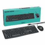 Combo de teclado y mouse logitech mk200 alambrico usb color negro para oficina