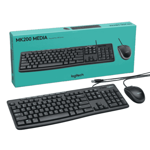 Combo Teclado Y Mouse Alámbrico Logitech MK200 Multimedia USB