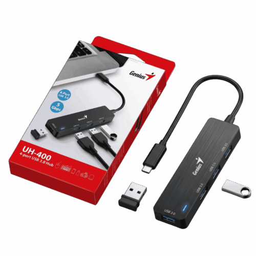 Adaptador Multipuerto Hub Tipo C Genius UH-400 A 4 Puertos USB-A