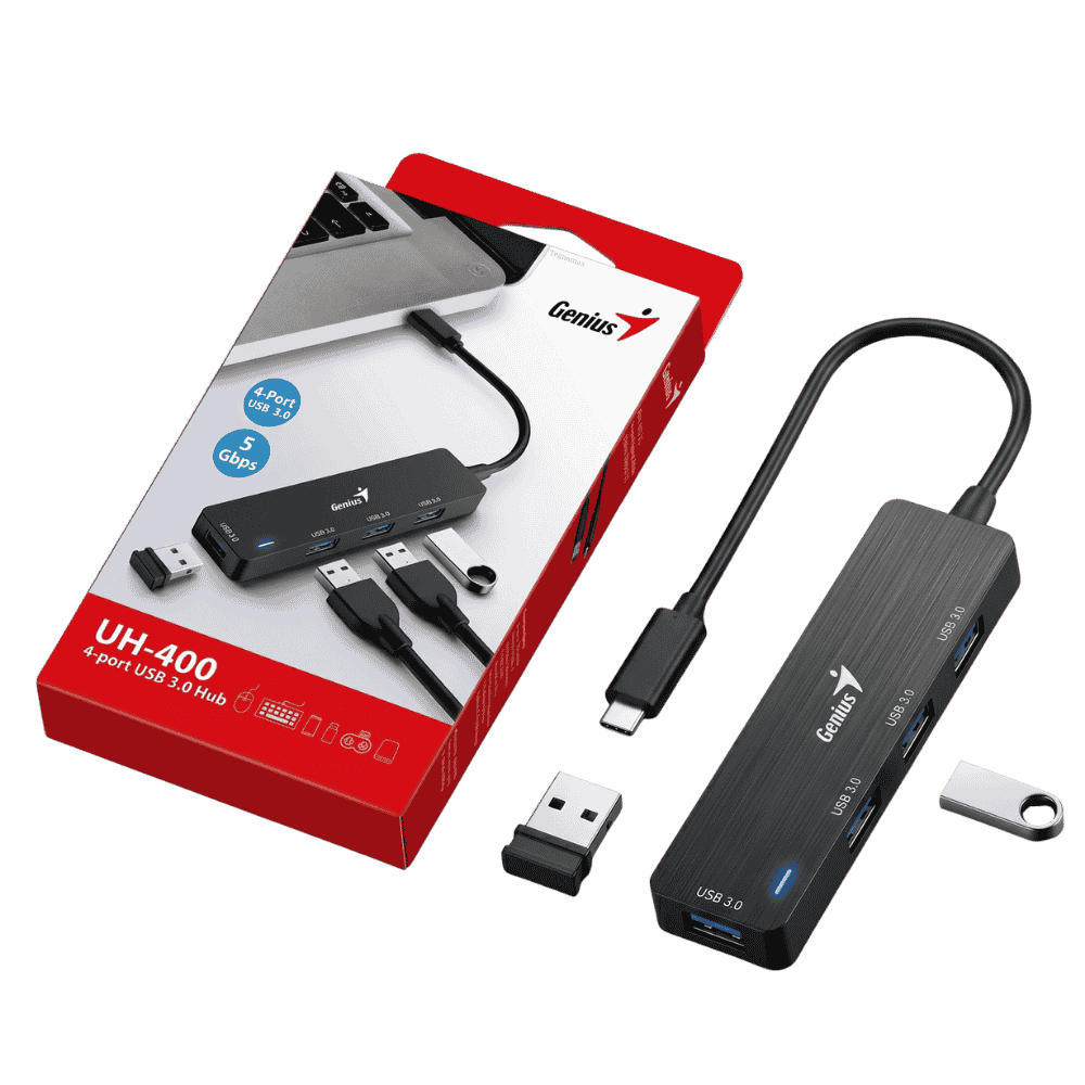 Adaptador Multipuerto Hub Tipo C Genius UH-400 A 4 Puertos USB-A