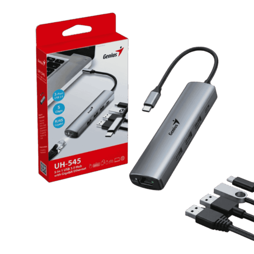 Adaptador Multipuerto Hub USB C Genius UH-545 5 Puertos RJ45