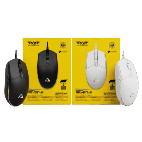 Mouse Ratón Gamer Óptico Armaggeddon Raven III 12800 DPI RGB 6 Botones