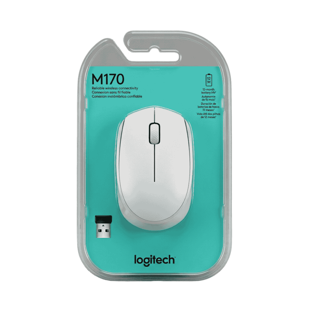 Mouse Inalámbrico Logitech M170 Ambidextro Color Blanco Receptor USB