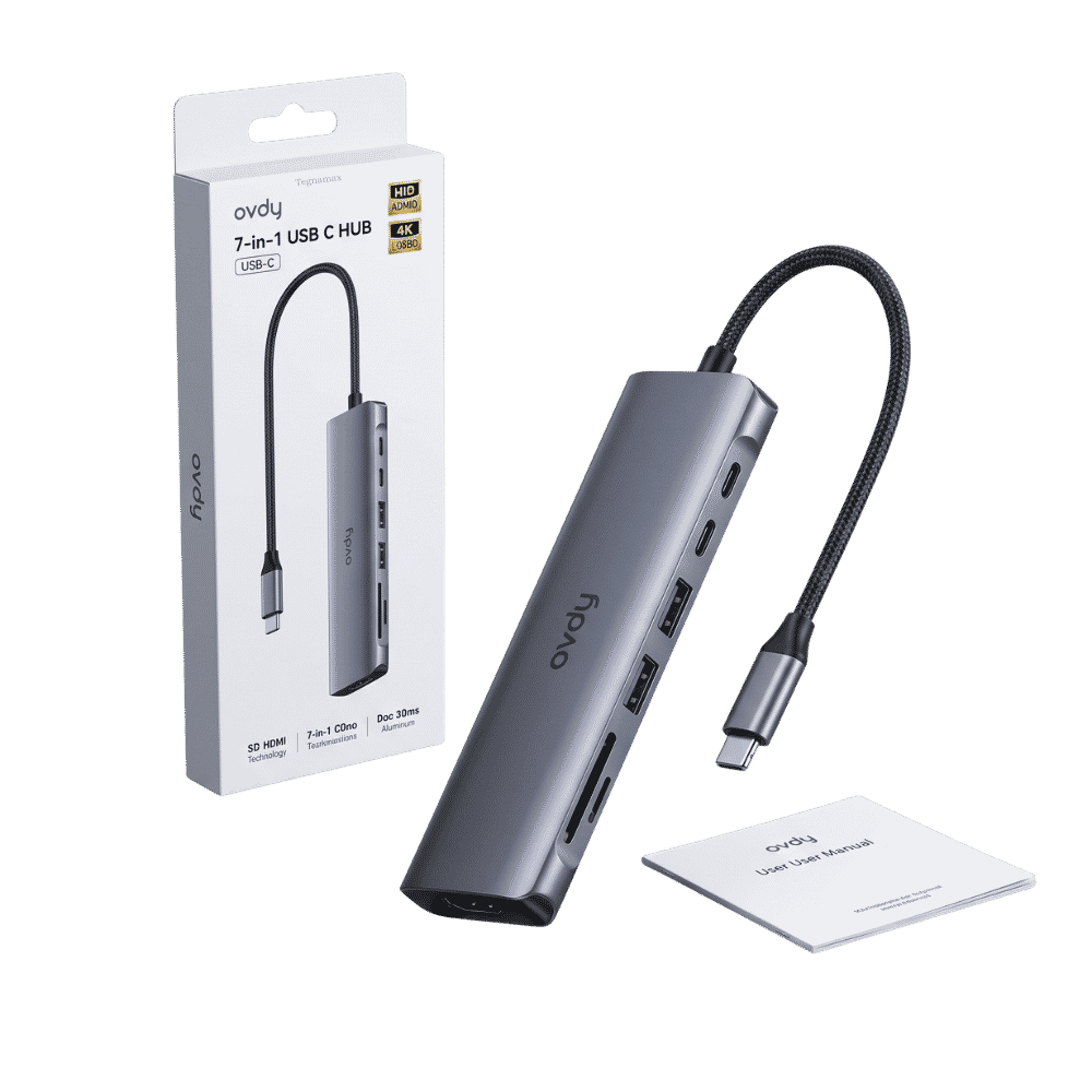 Adaptador Cudy UH407 Tipo C Hub 7 En 1 USB HDMI Lector Tarjetas