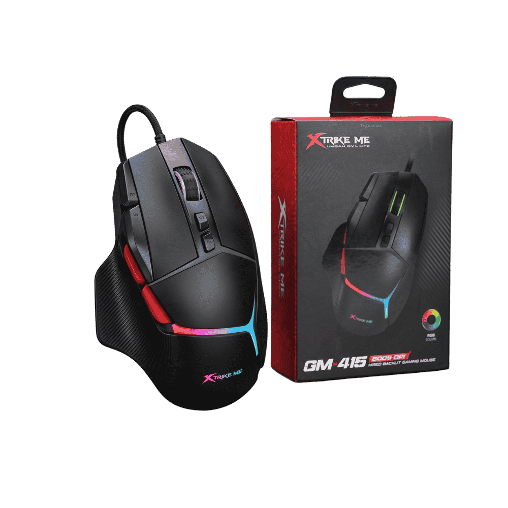 Mouse gamer xtrike me con sensor optico de ocho mil dpi para jugar en computadora