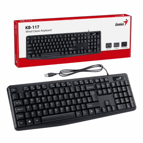 Teclado Genius KB-117 Alámbrico USB En Español Negro Clásico
