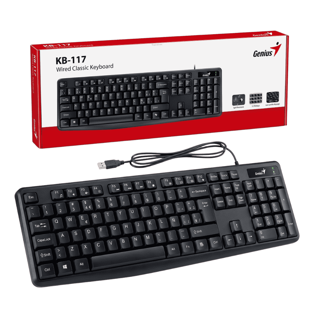 Teclado Genius KB-117 Alámbrico USB En Español Negro Clásico
