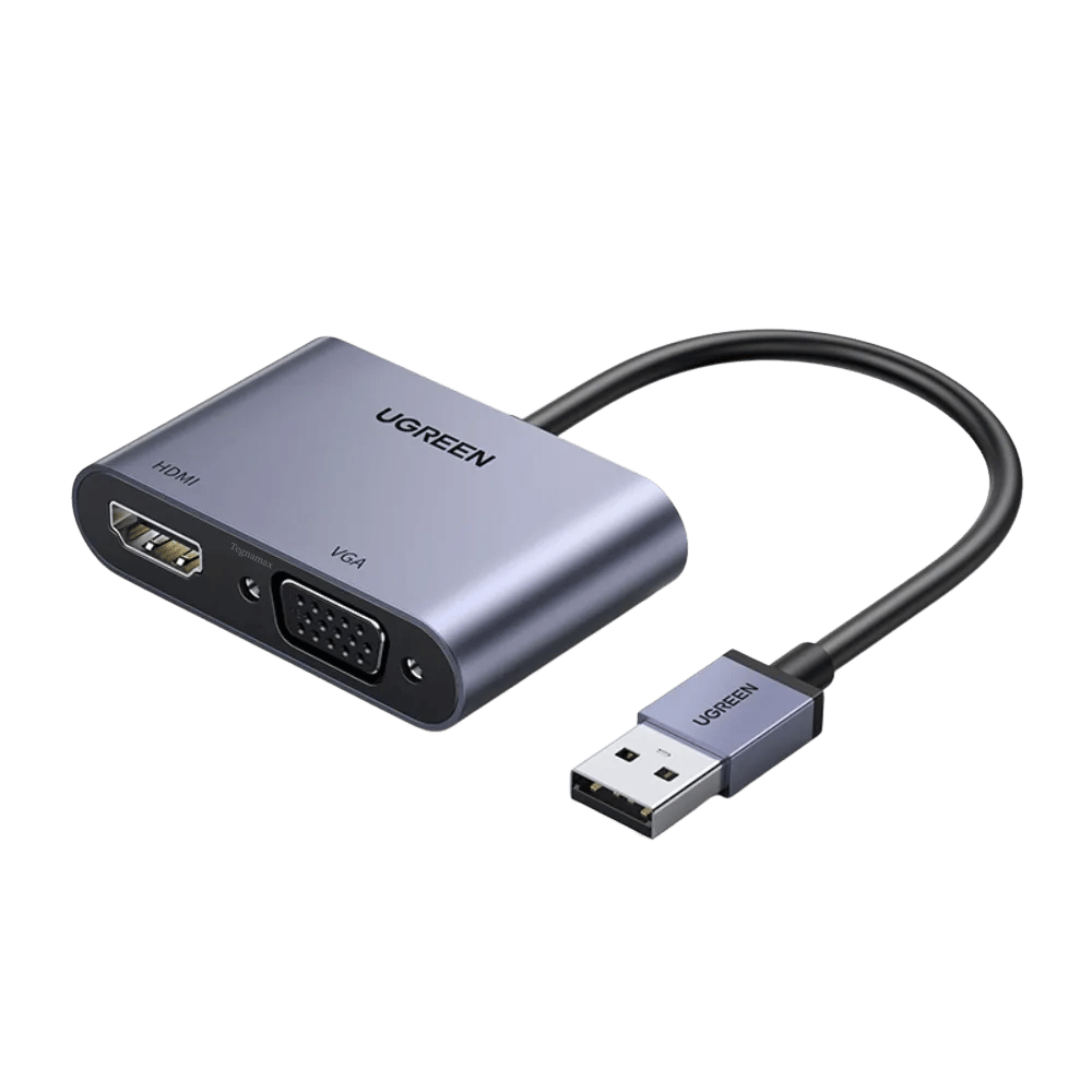 Adaptador USB 3.0 a HDMI y VGA UGREEN CM449 de 1080p (Carcasa de Aluminio)