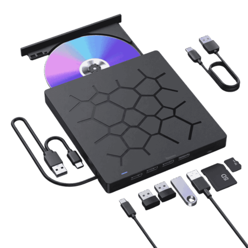 Unidad de DVD Externa USB Multifunción con Lector de Tarjetas SD
