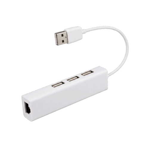 Adaptador de USB a RJ45 con Hub de 3 Puertos USB 2.0