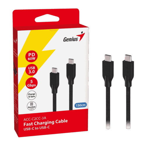 Cable Genius ACC-C2CC-3A USB-C a USB-C 60W 1,5 m Trenzado