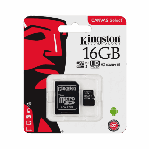 Memoria Micro SD Kingston 16GB Clase 10 con Adaptador