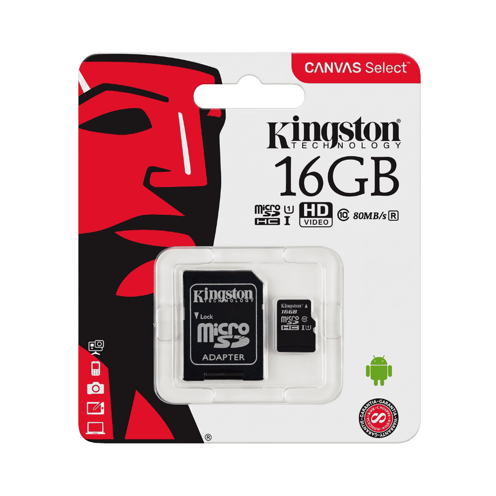 Memoria Micro SD Kingston 16GB Clase 10 con Adaptador