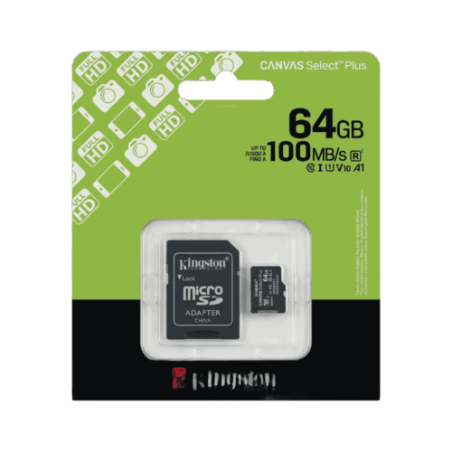 Memoria Micro SD Kingston 64GB Clase 10 Canvas Select Plus con Adaptador