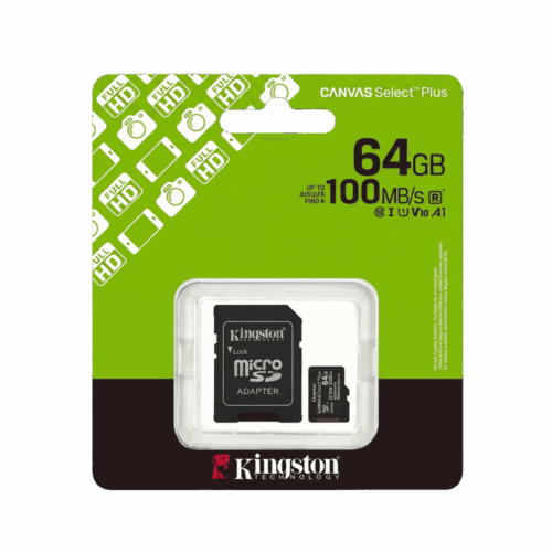 Tarjeta MicroSD Kingston 64GB Clase 10 80MB/s con Adaptador