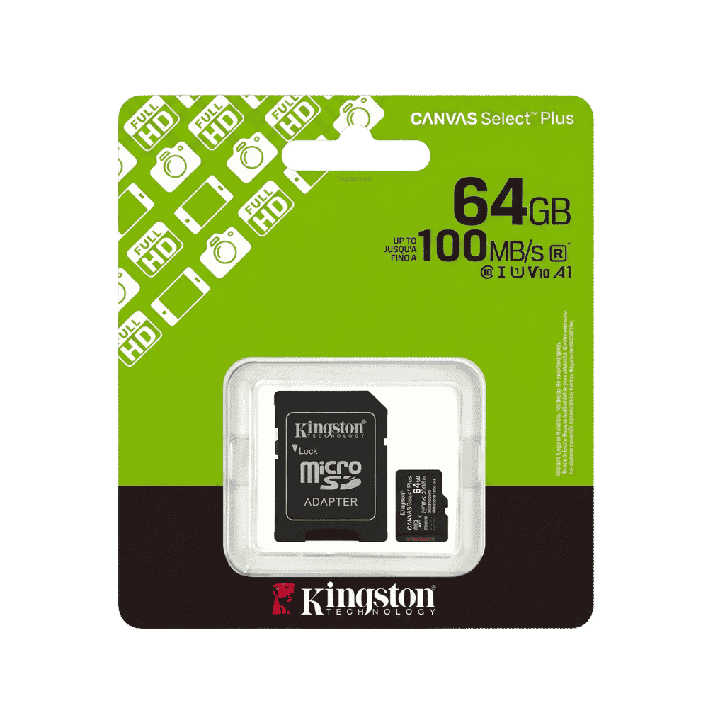 Tarjeta MicroSD Kingston 64GB Clase 10 80MB/s con Adaptador