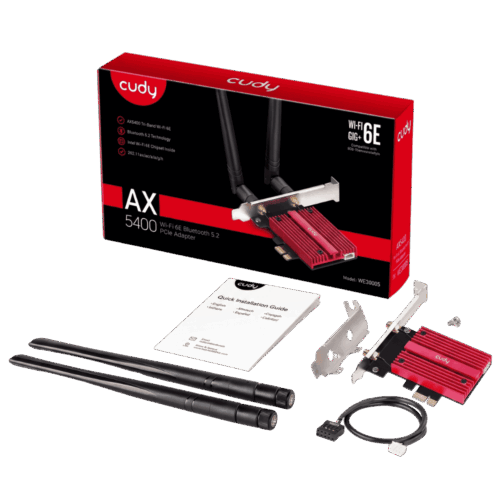 Adaptador USB Cudy WU5400 AX5400 WiFi 6E Triple Banda con Antenas