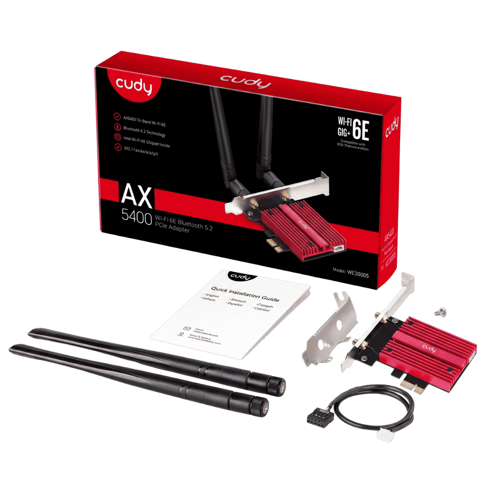 Adaptador USB Cudy WU5400 AX5400 WiFi 6E con dos antenas